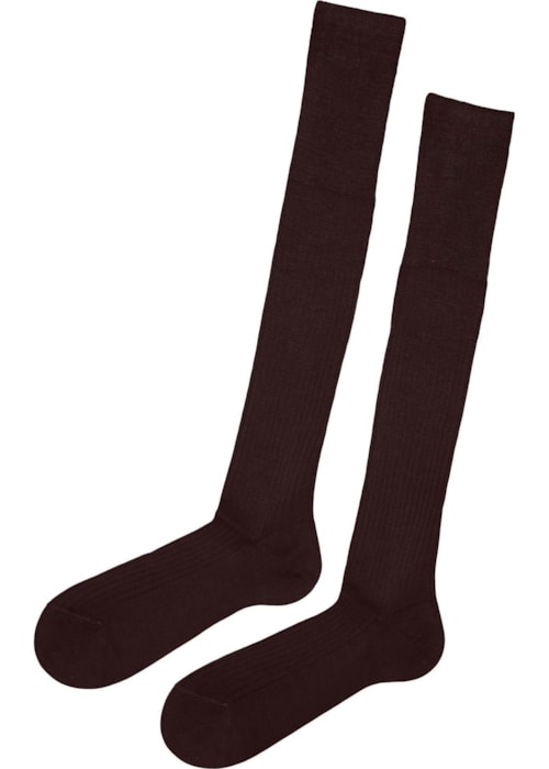 Meia Comprida Canelada Em Fio De Escócia – Marrom