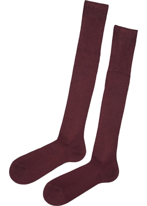 Meia Comprida Canelada Em Fio De Escócia - Vermelho