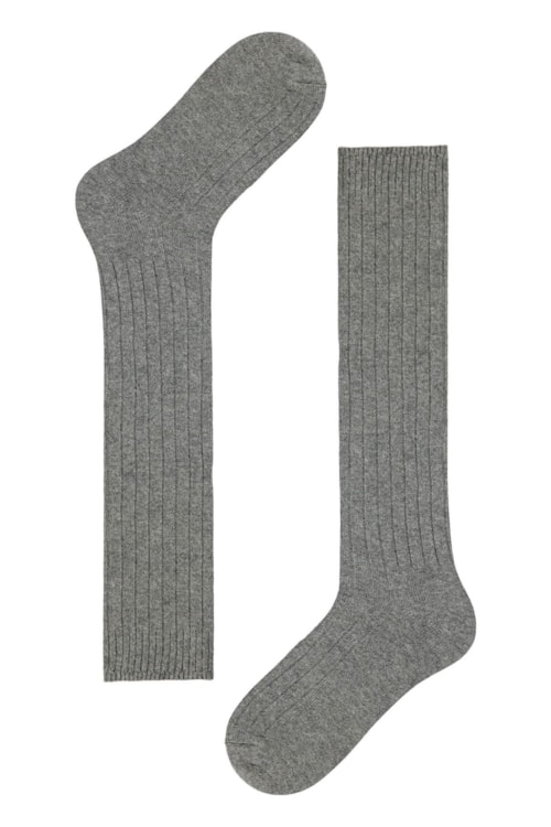 Meia Comprida Caneladas – Cinza