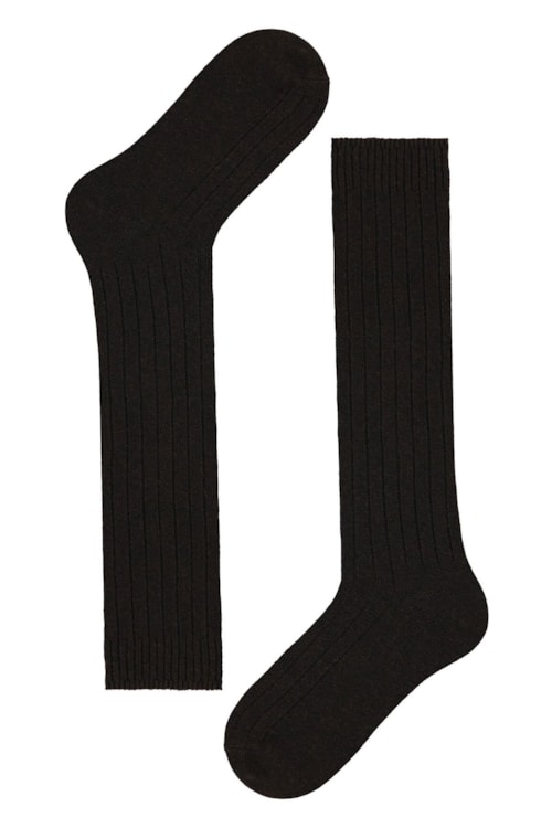 Meia Comprida Em Algodão Quente - Marrom