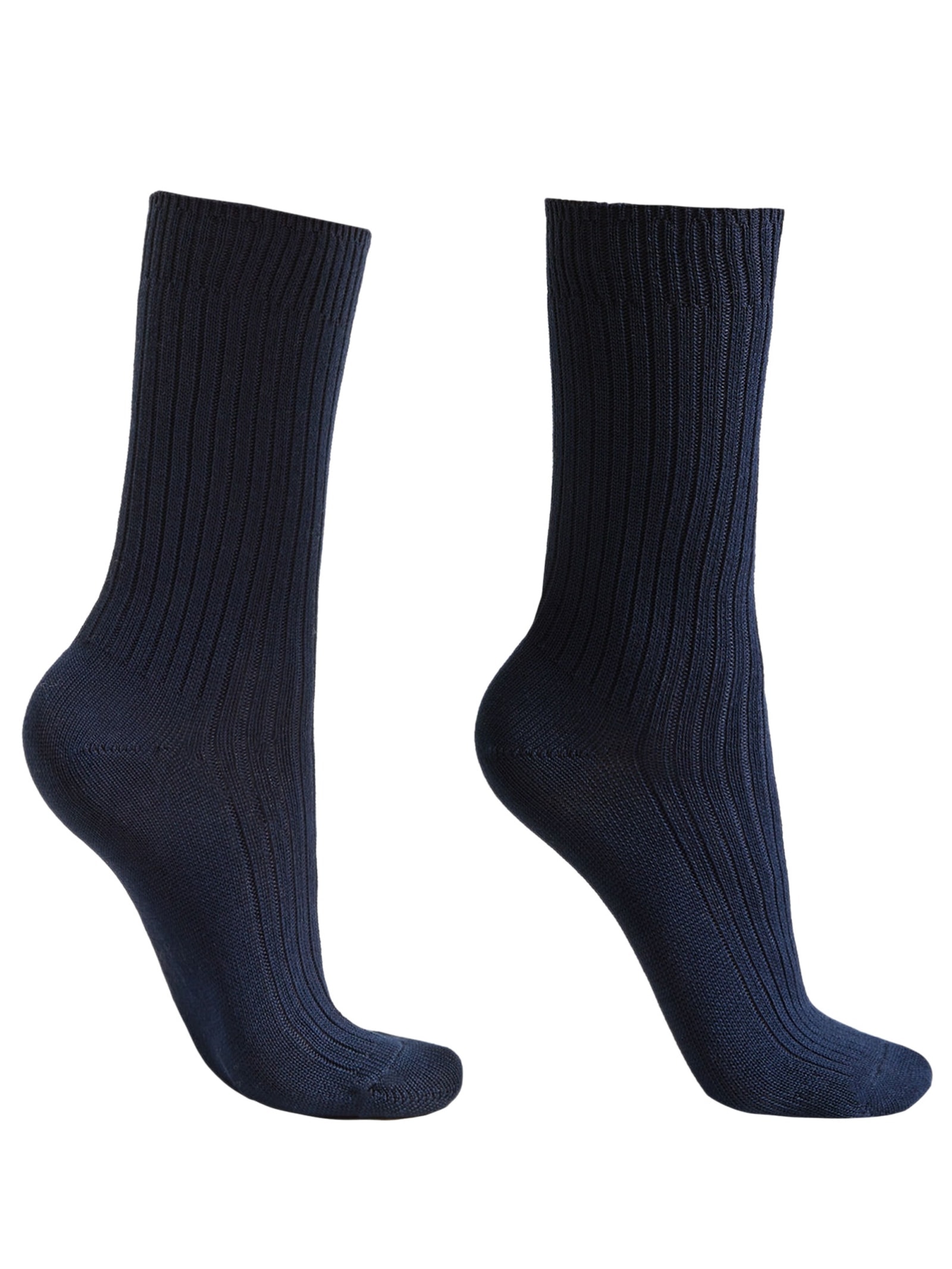 Meia Curta Canelada Em Algodão Azul Calzedonia