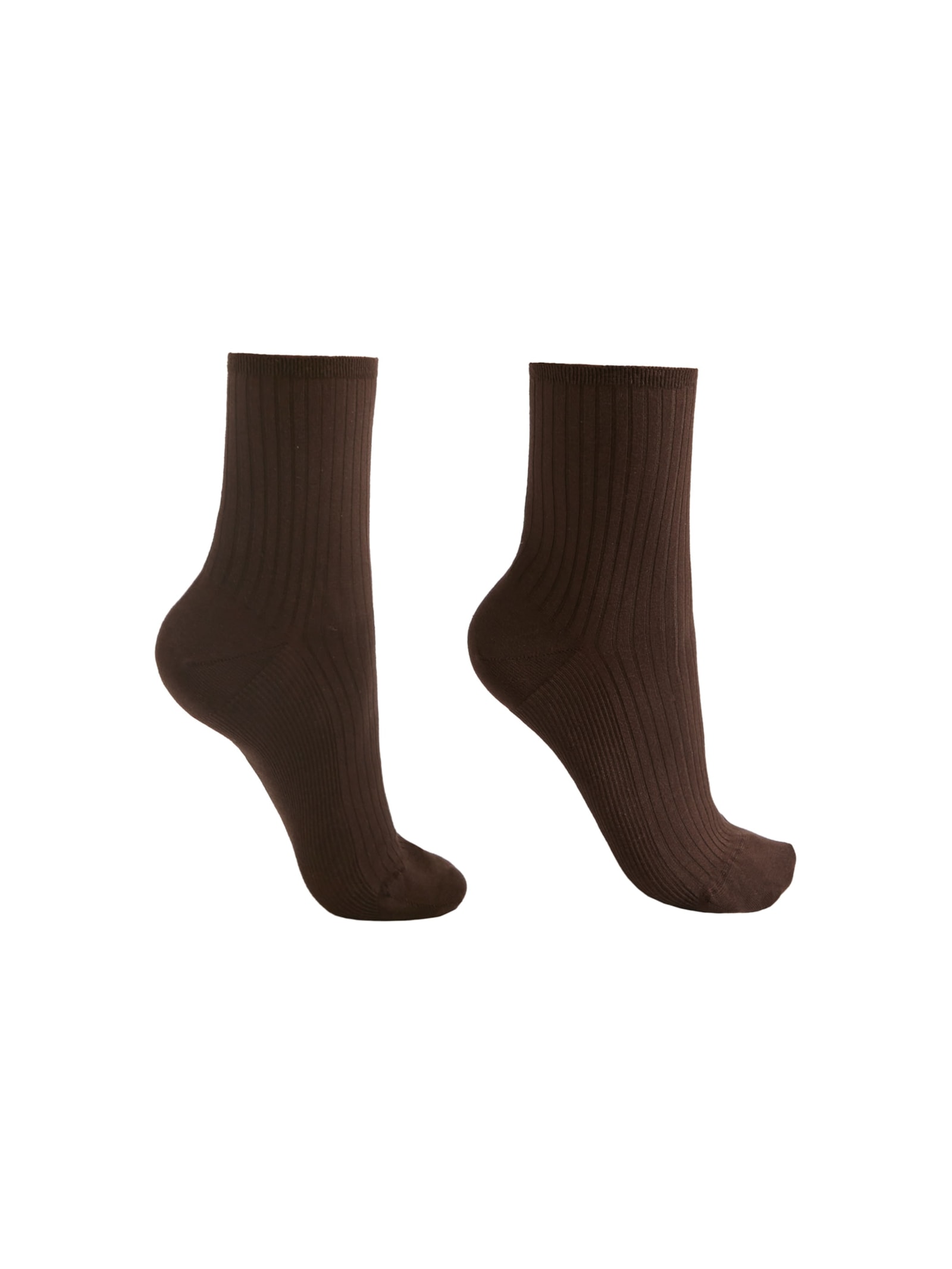 Meia Curta Canelada Em Algodão Marrom Calzedonia