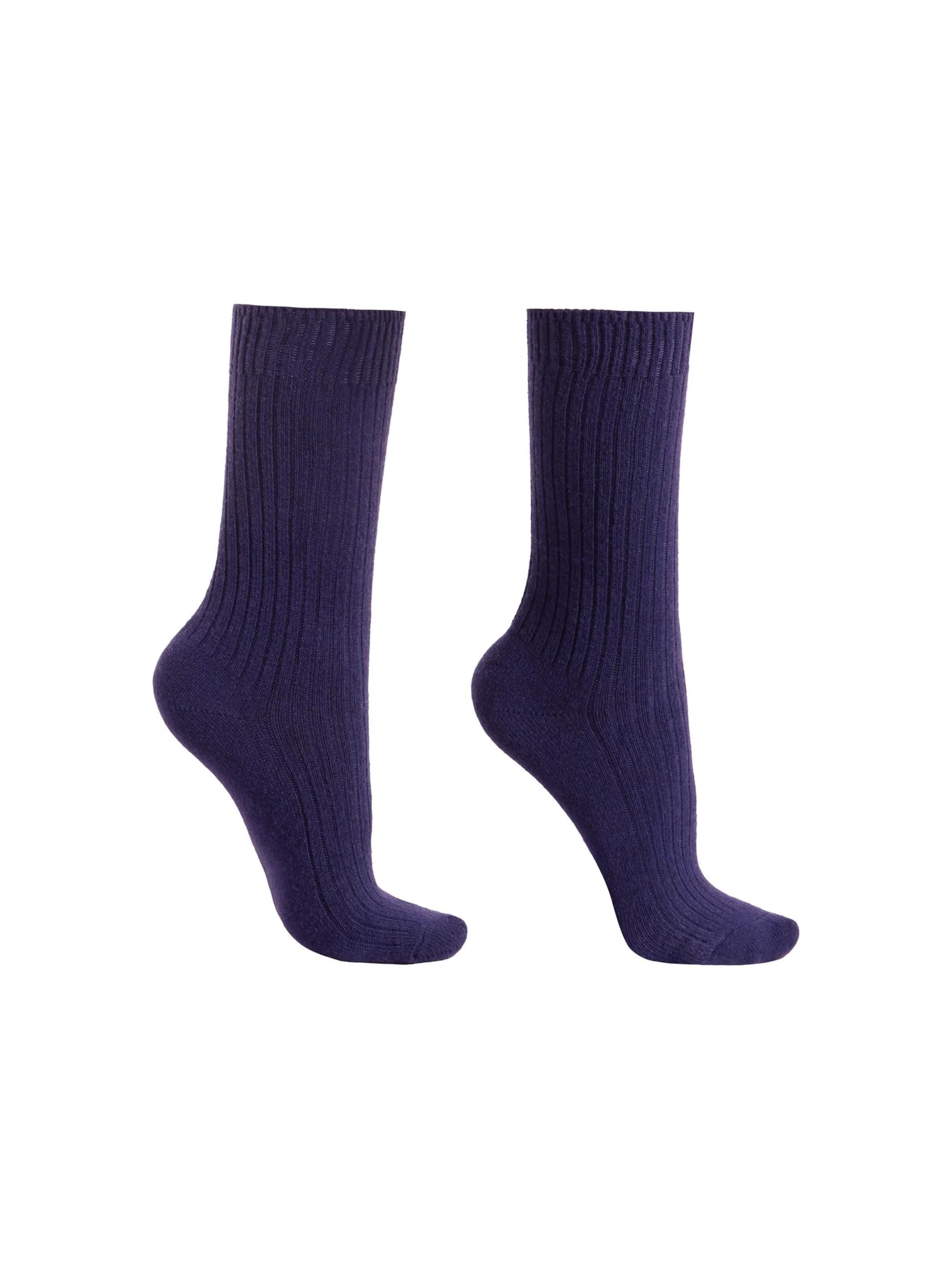 Meia Curta Canelada Em Lã e Cashmere Azul Calzedonia