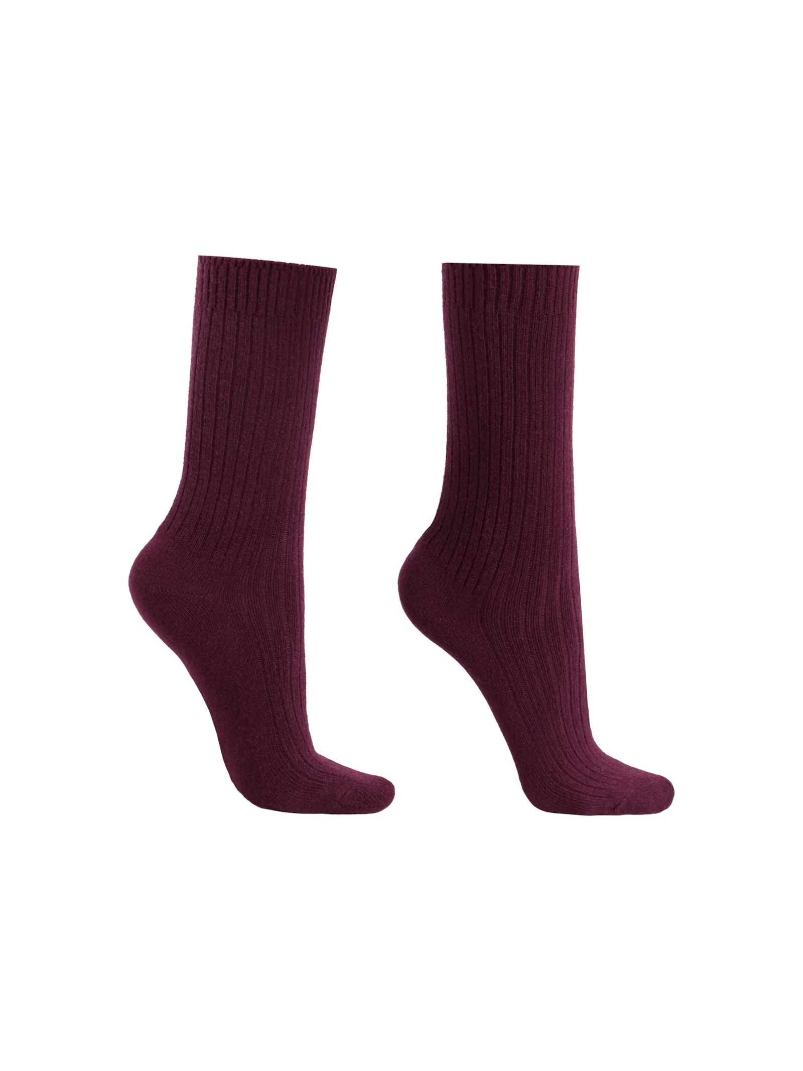 Meia Curta Canelada Em Lã e Cashmere Bordô Calzedonia