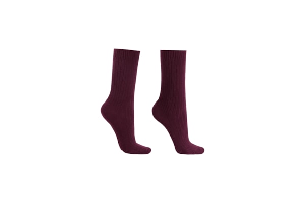 Meia Curta Canelada Em Lã e Cashmere - Bordô