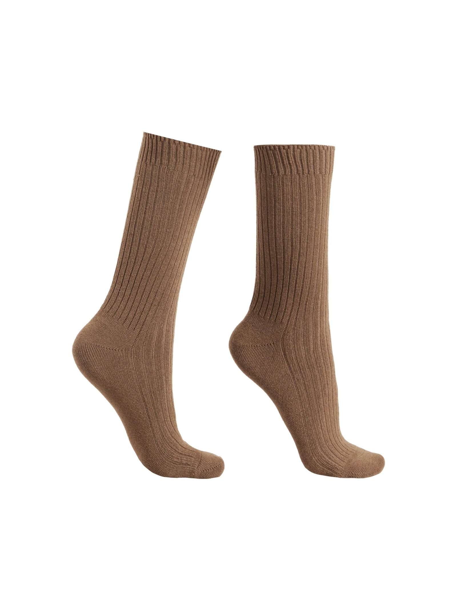 Meia Curta Canelada Em Lã e Cashmere Marrom Calzedonia