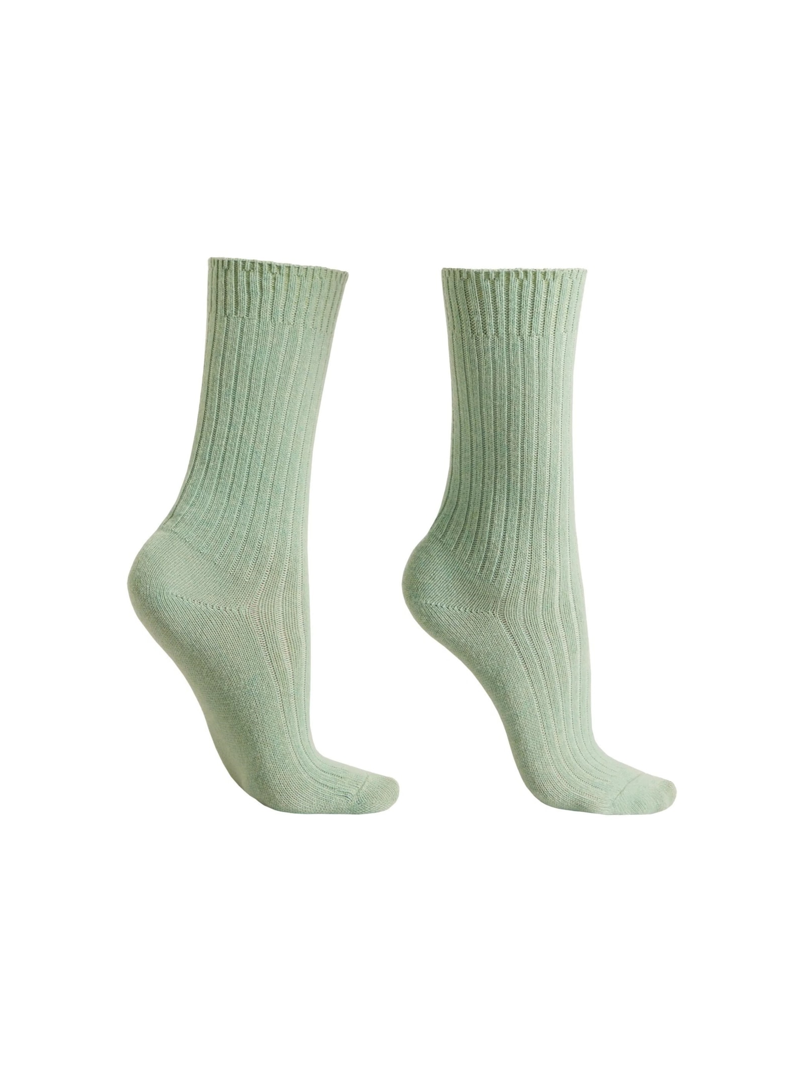 Meia Curta Canelada Em Lã e Cashmere Verde Calzedonia