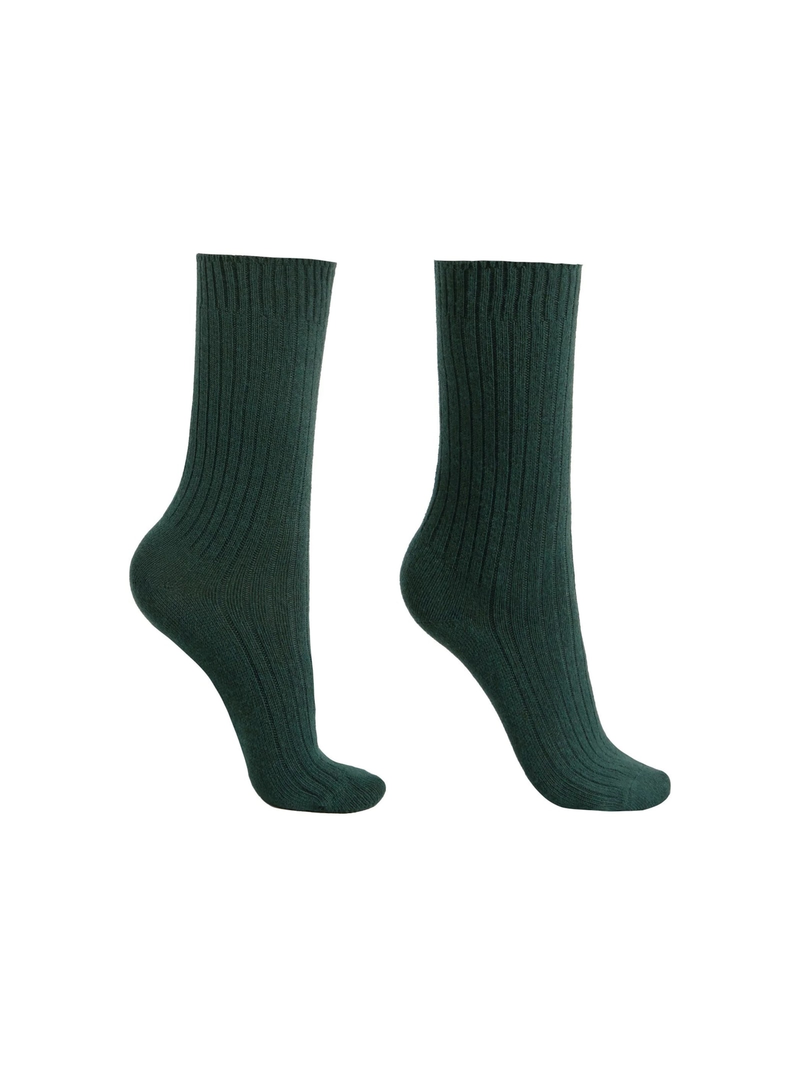 Meia Curta Canelada Em Lã e Cashmere Verde Calzedonia