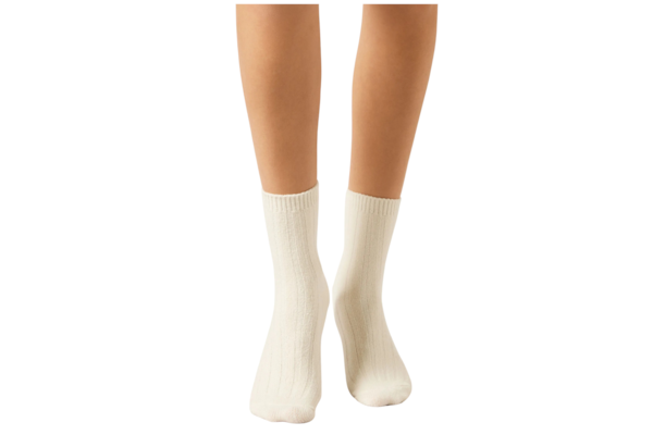 Meia Curta Canelada - Off-White