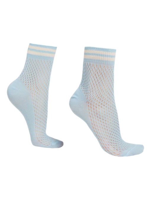 Meia Curta Com Acabamento Perfurado - Azul