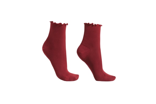 Meia Curta Com Acabamento Soft - Vermelho