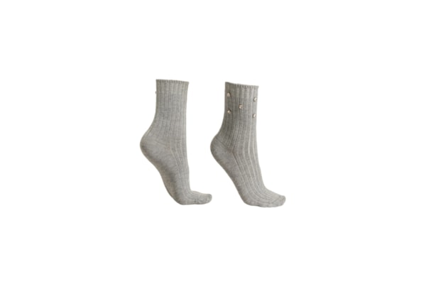 Meia Curta Com Aplicações - Cinza