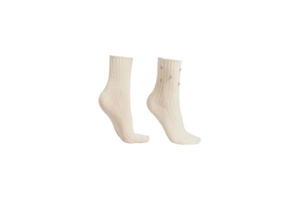 Meia Curta Com Aplicações - Off-White