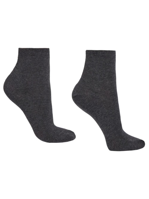 Meia Curta Com Borda Trabalhada – Cinza