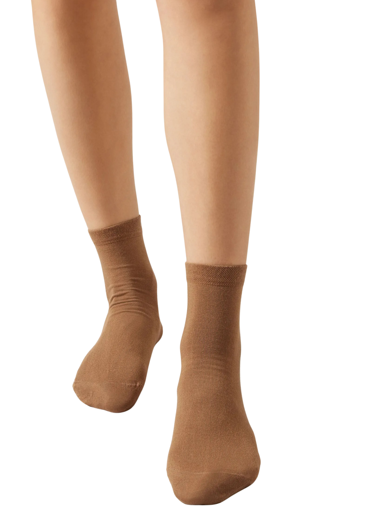 Meia Curta Com Borda Trabalhada Marrom Calzedonia