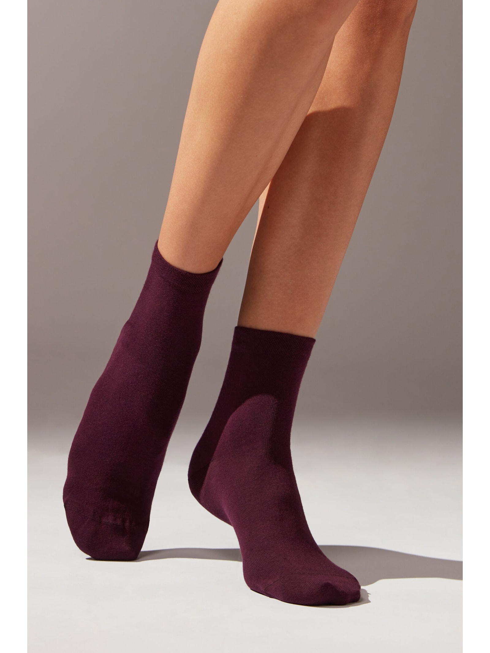 Meia Curta Com Borda Trabalhada Vermelho Calzedonia