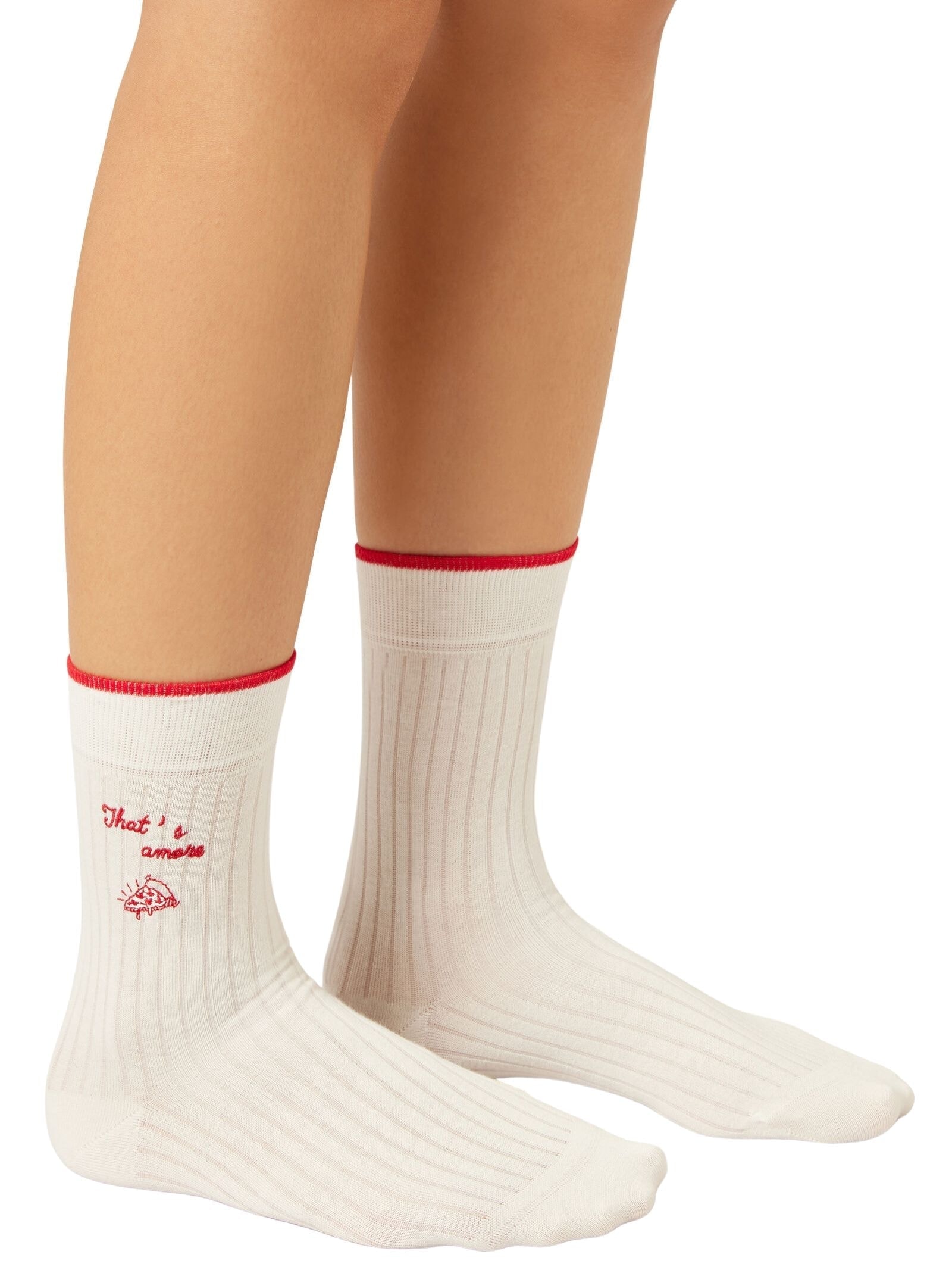 Meia Curta Com Bordado Estilo Italiano Branco Calzedonia
