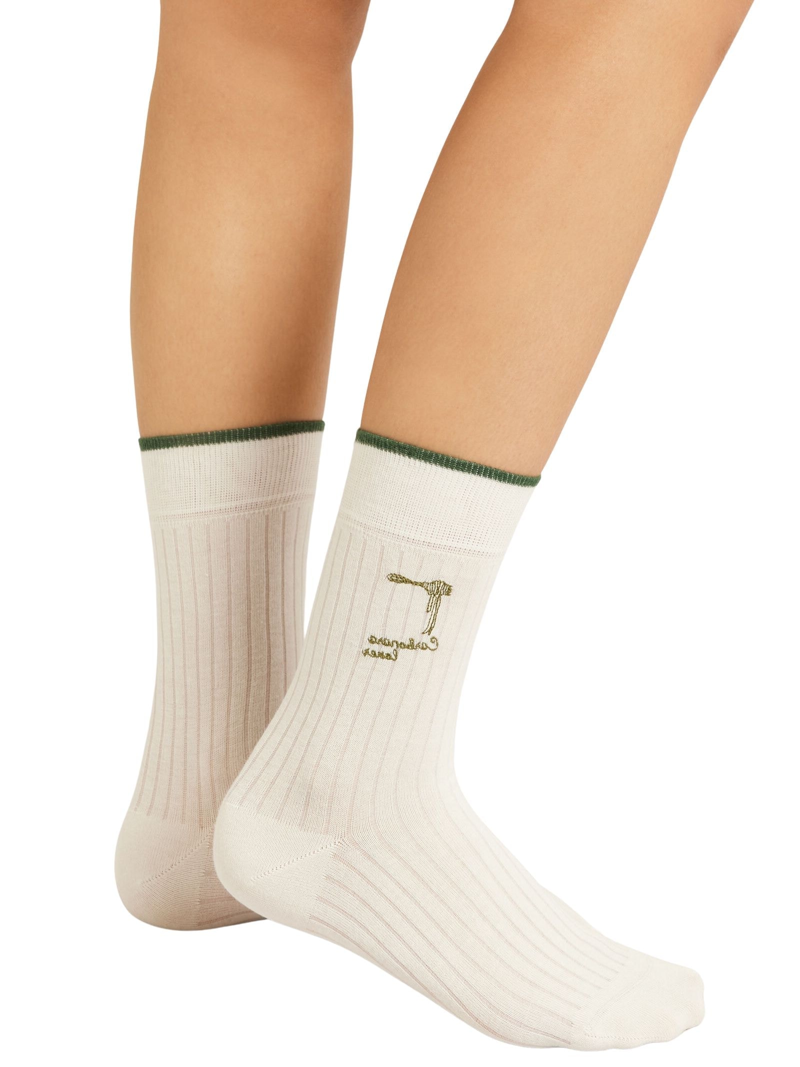 Meia Curta Com Bordado Estilo Italiano Branco Calzedonia