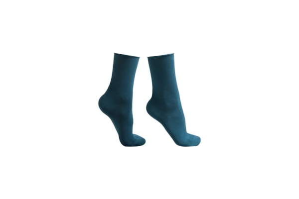 Meia Curta Com Cashmere - Azul