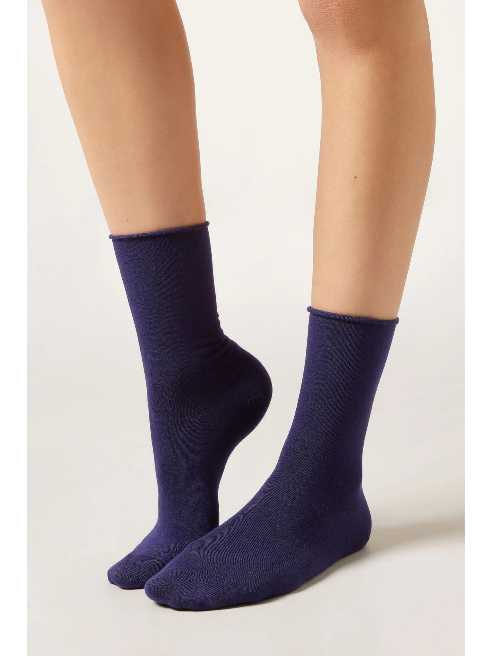 Meia Curta Com Cashmere Azul Calzedonia