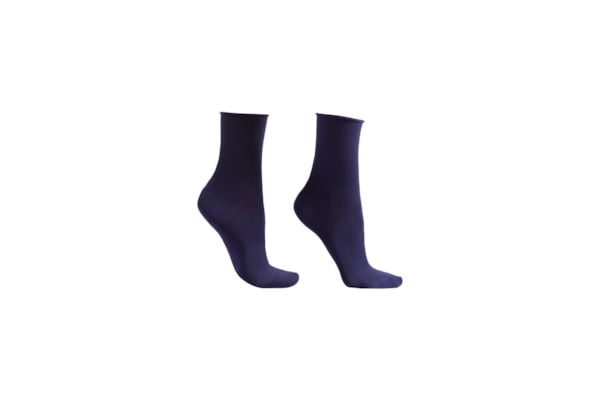 Meia Curta Com Cashmere - Azul