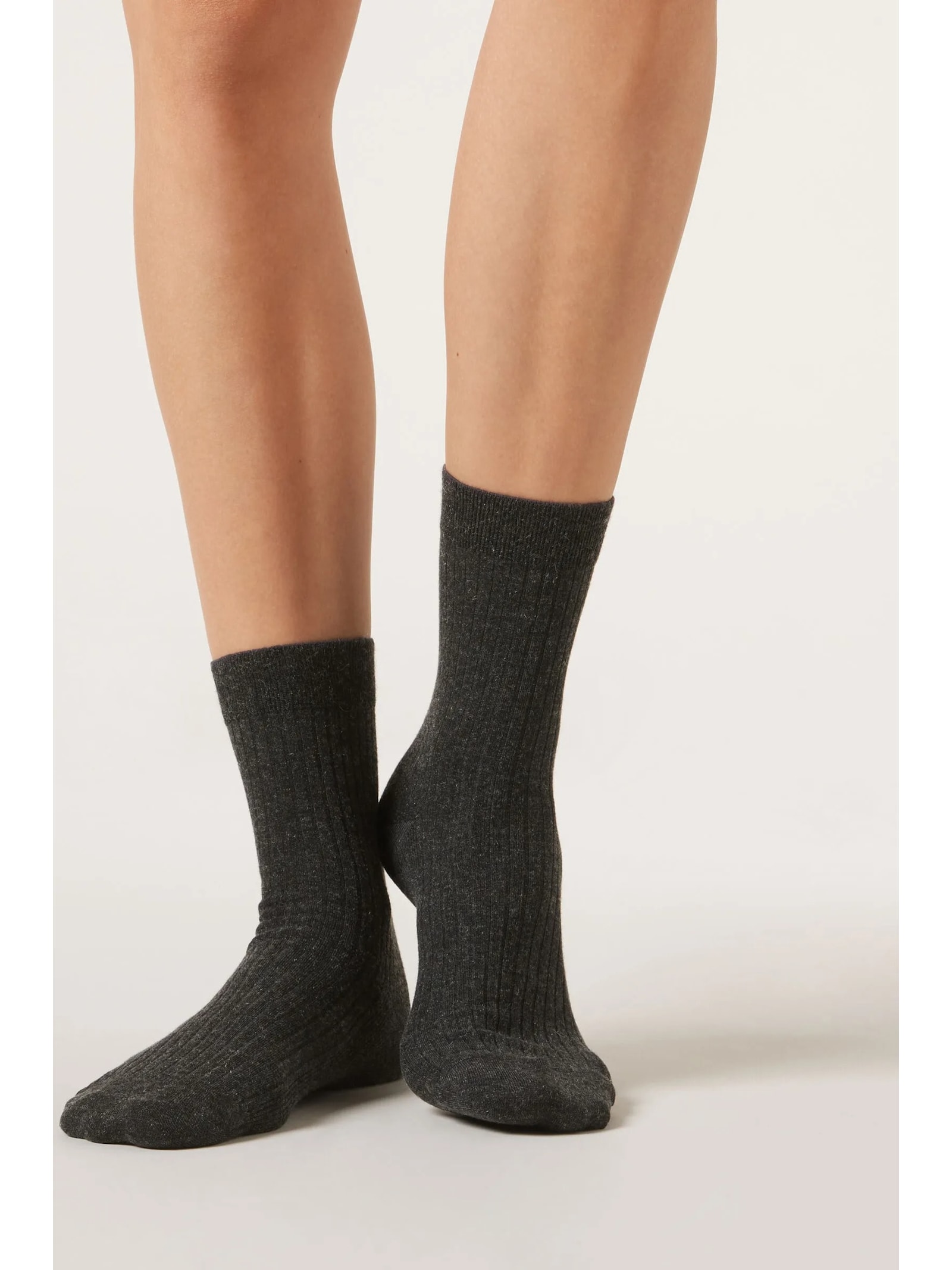 Meia Curta Com Cashmere Cinza Calzedonia