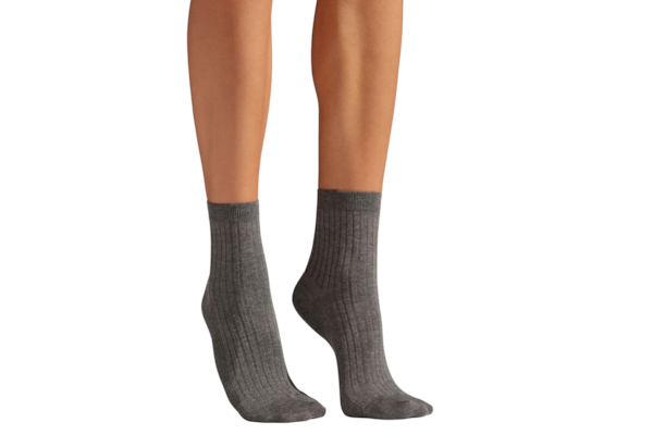 Meia Curta Com Cashmere - Cinza