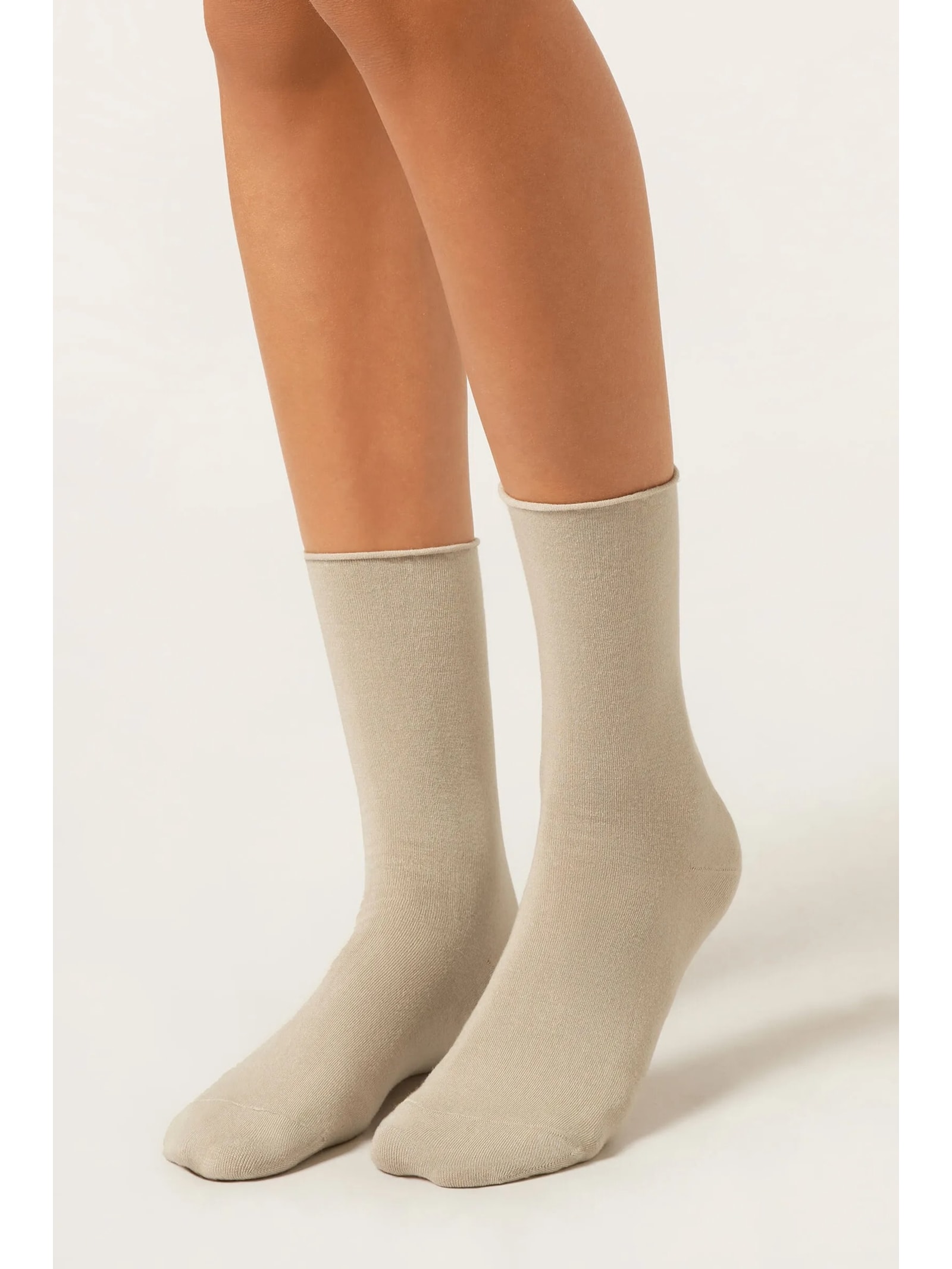 Meia Curta Com Cashmere Cinza Calzedonia