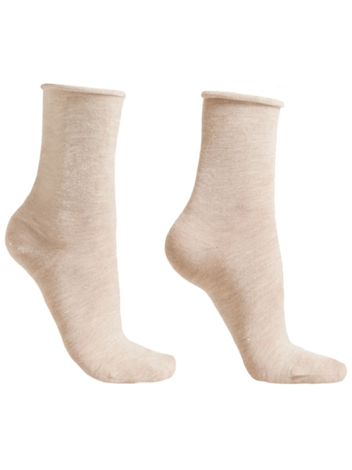 Meia Curta Com Cashmere Confortável – Bege