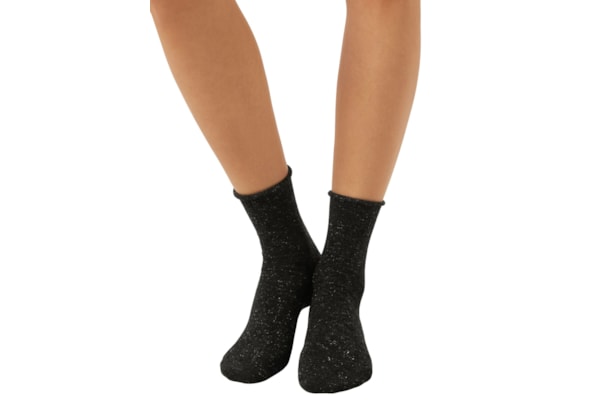 Meia Curta Com Cashmere Confortável - Preto