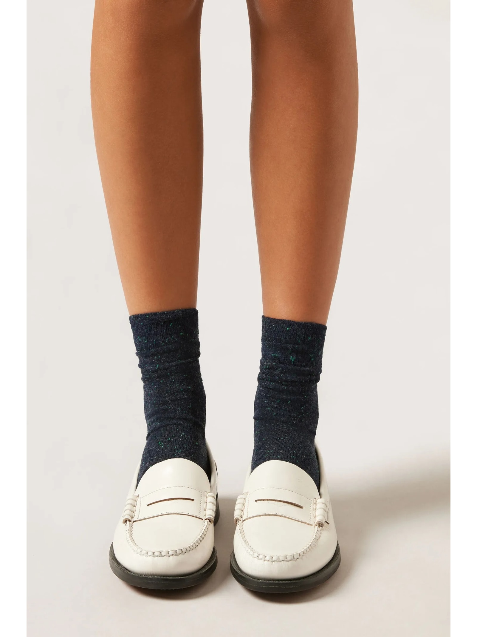 Meia Curta Com Cashmere e Glitter Azul Calzedonia