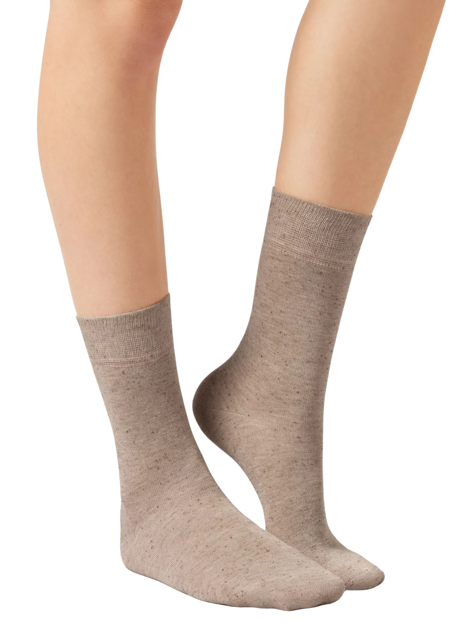 Meia Curta Com Cashmere e Glitter Bege Calzedonia