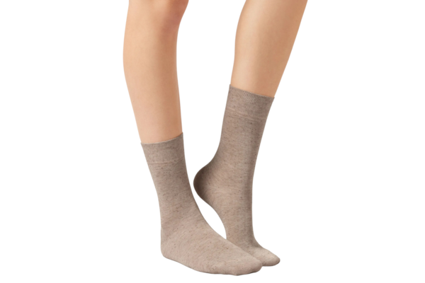 Meia Curta Com Cashmere e Glitter - Bege