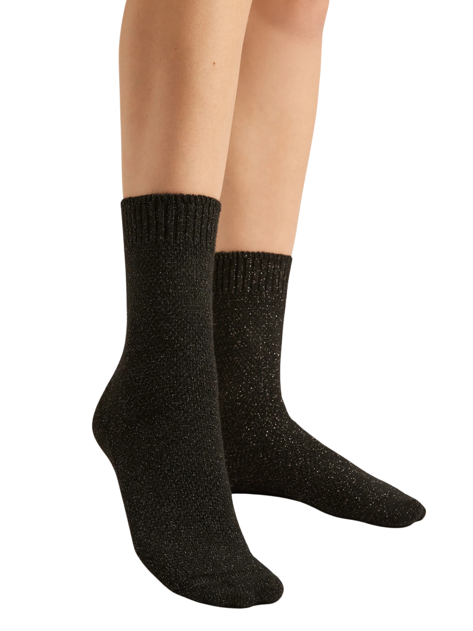 Meia Curta Com Cashmere e Glitter Preto Calzedonia