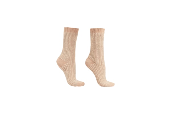 Meia Curta Com Cashmere e Glitter - Rosa