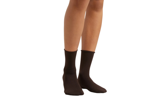 Meia Curta Com Cashmere - Marrom