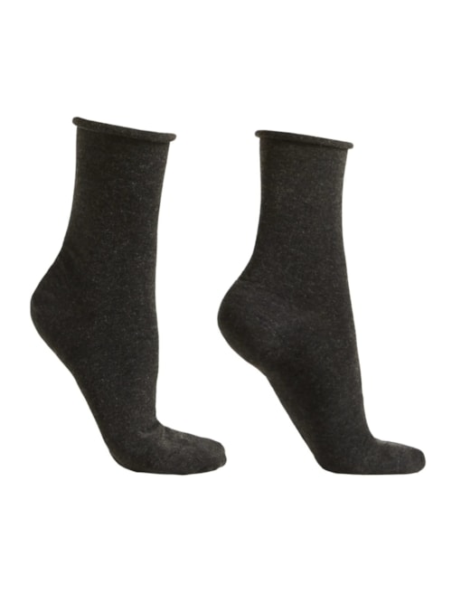 Meia Curta Com Cashmere – Preto