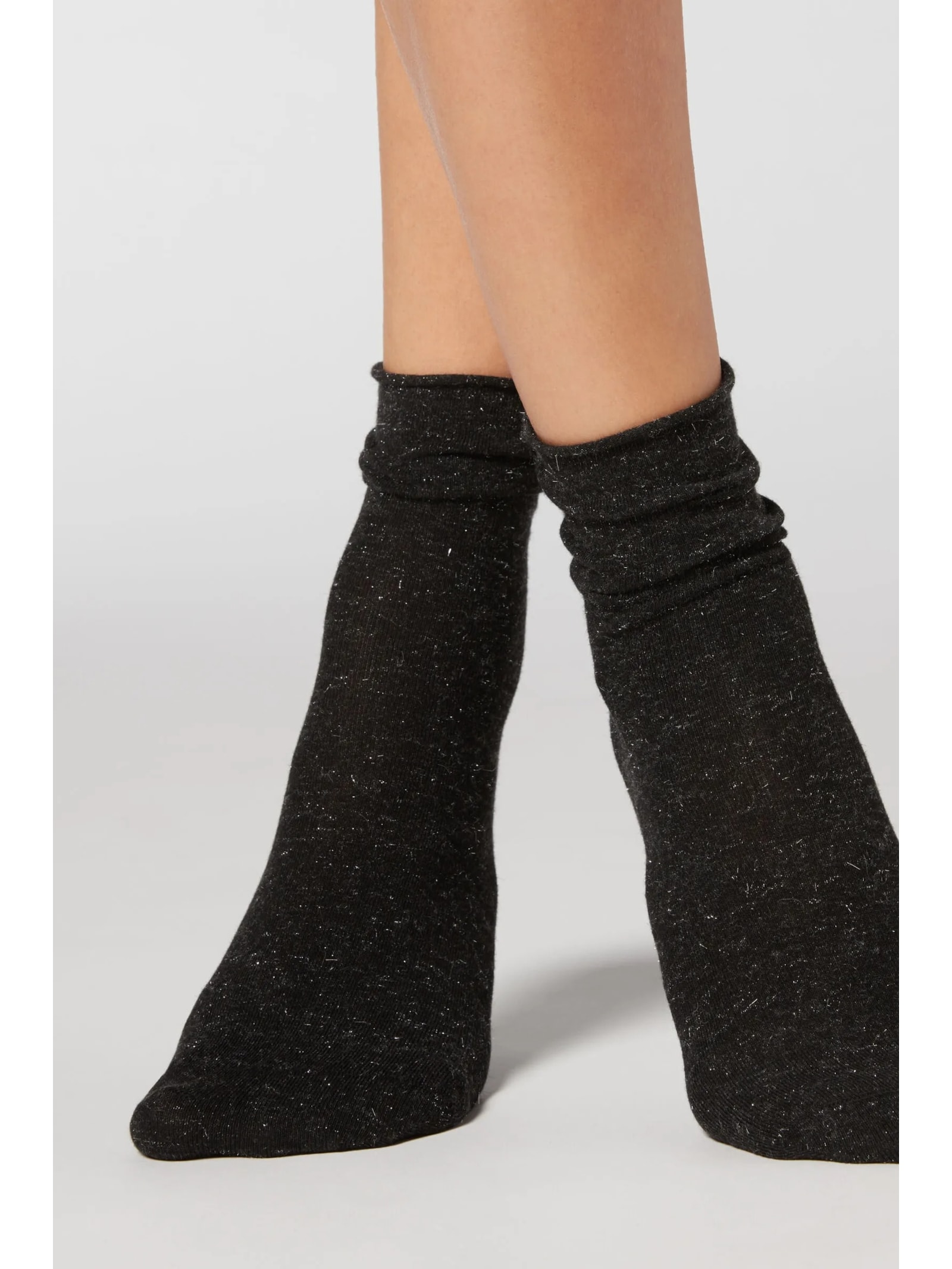 Meia Curta Com Cashmere Preto Calzedonia