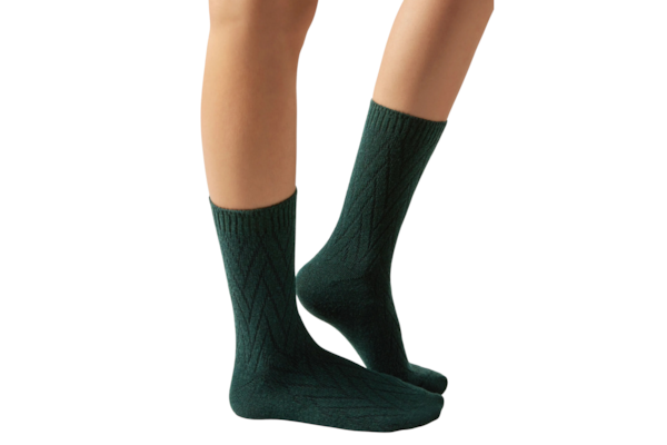 Meia Curta Com Cashmere Trabalhada - Verde