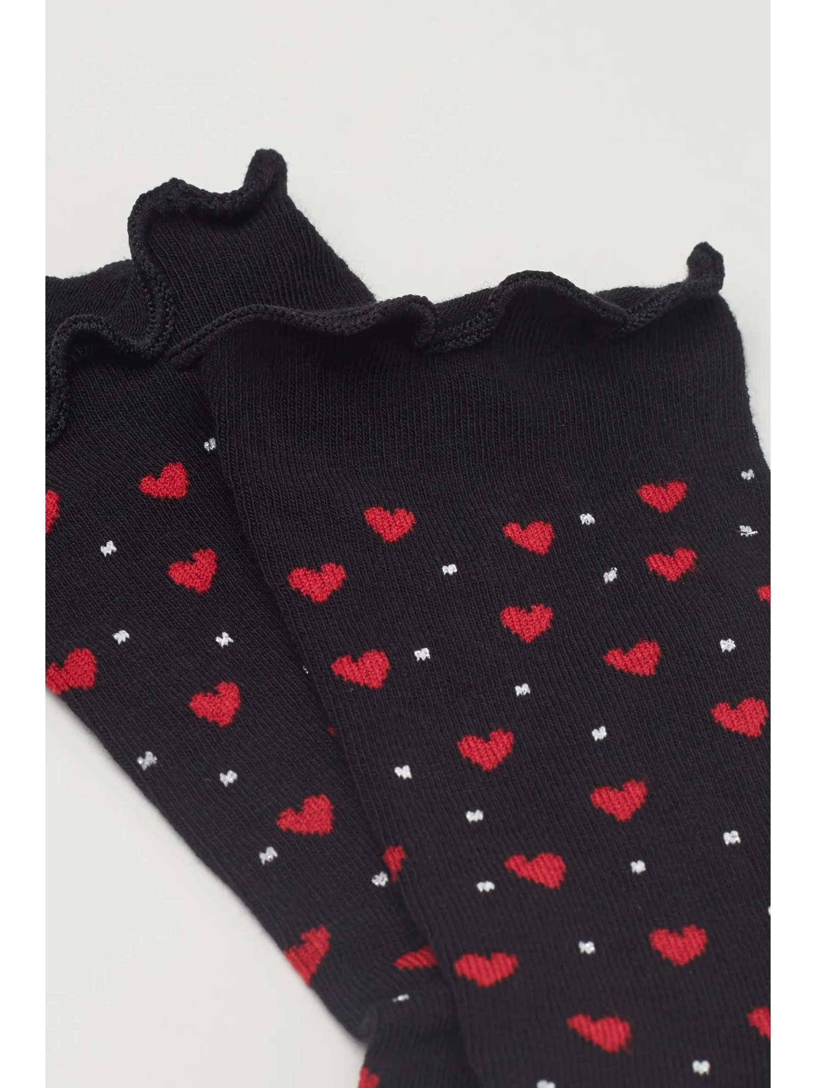 Meia Curta Com Corações Preto Calzedonia