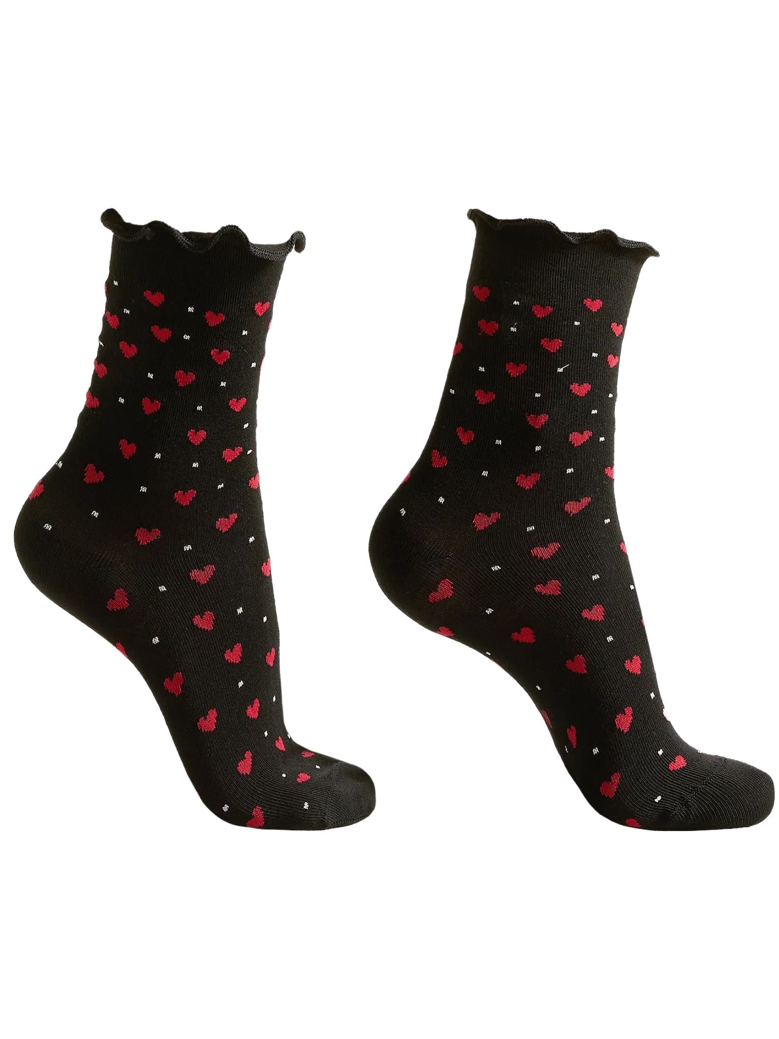 Meia Curta Com Corações Preto Calzedonia