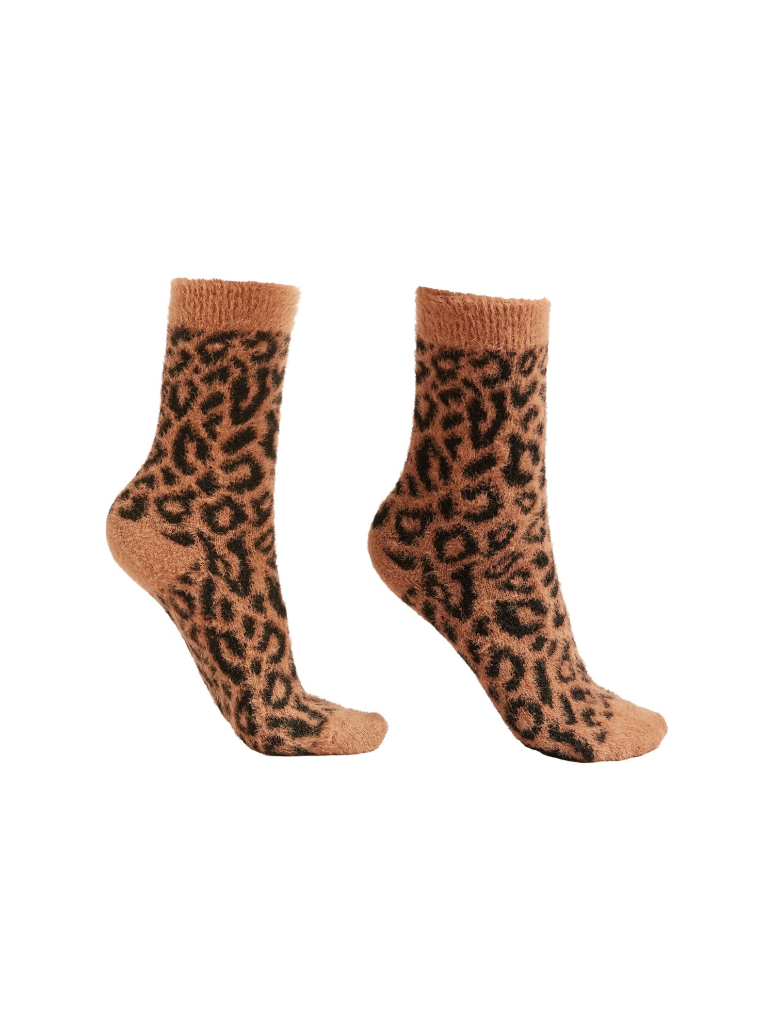 Meia Curta Com Efeito Soft e Estampa Animal Print Marrom Calzedonia