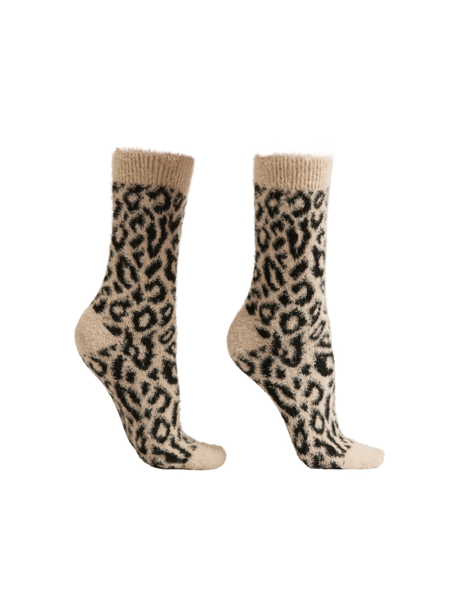 Meia Curta Com Efeito Soft e Estampa Animal Print Off-White Calzedonia
