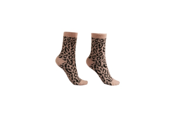 Meia Curta Com Efeito Soft e Estampa Animal Print - Rosa