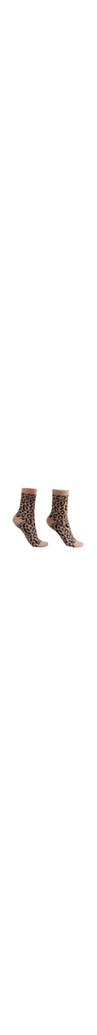 Meia Curta Com Efeito Soft e Estampa Animal Print - Rosa