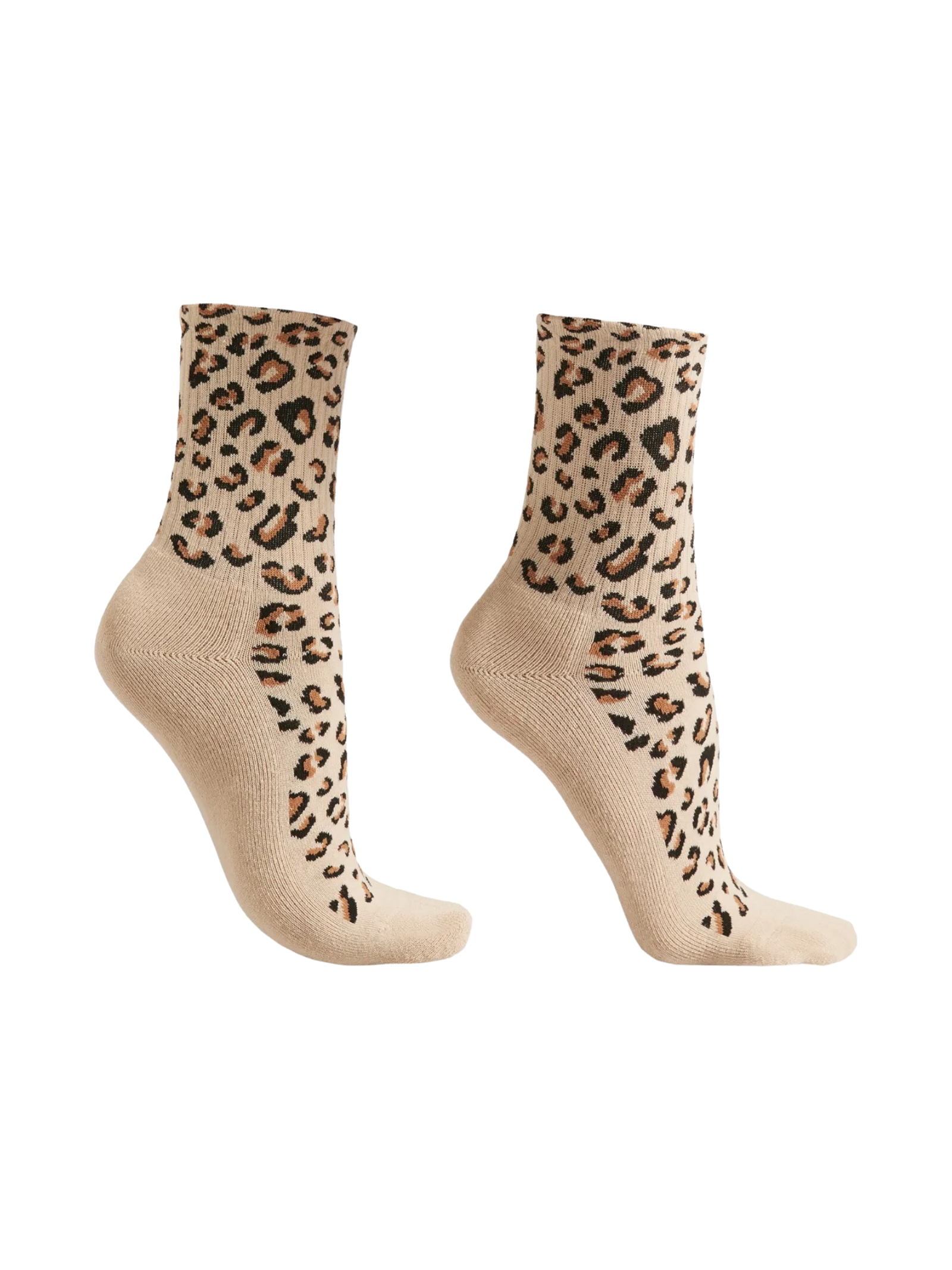 Meia Curta Com Estampa Animal Print Em Algodão Bege Calzedonia