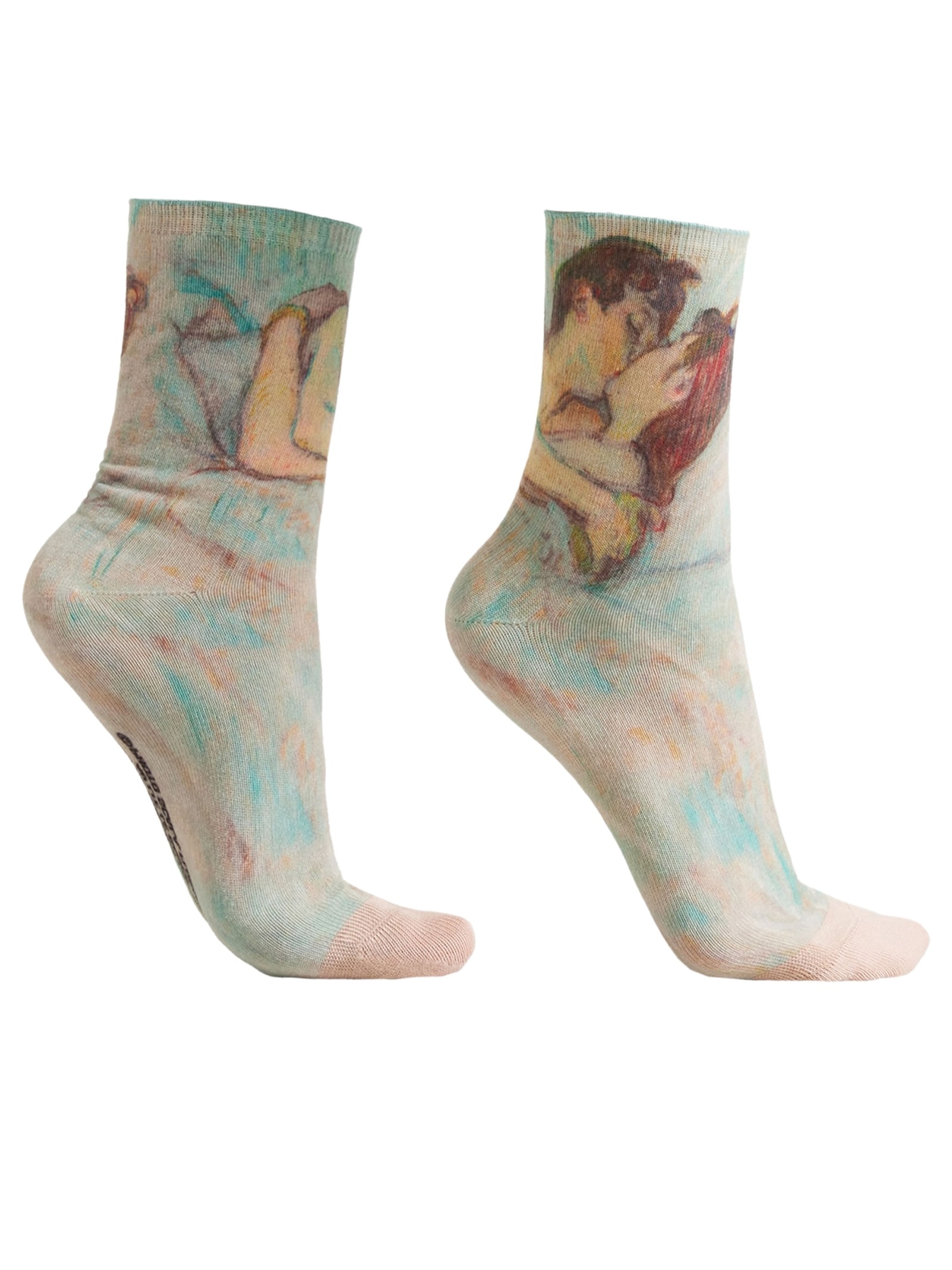 Meia Curta Com Estampa De Obras De Arte Azul Calzedonia