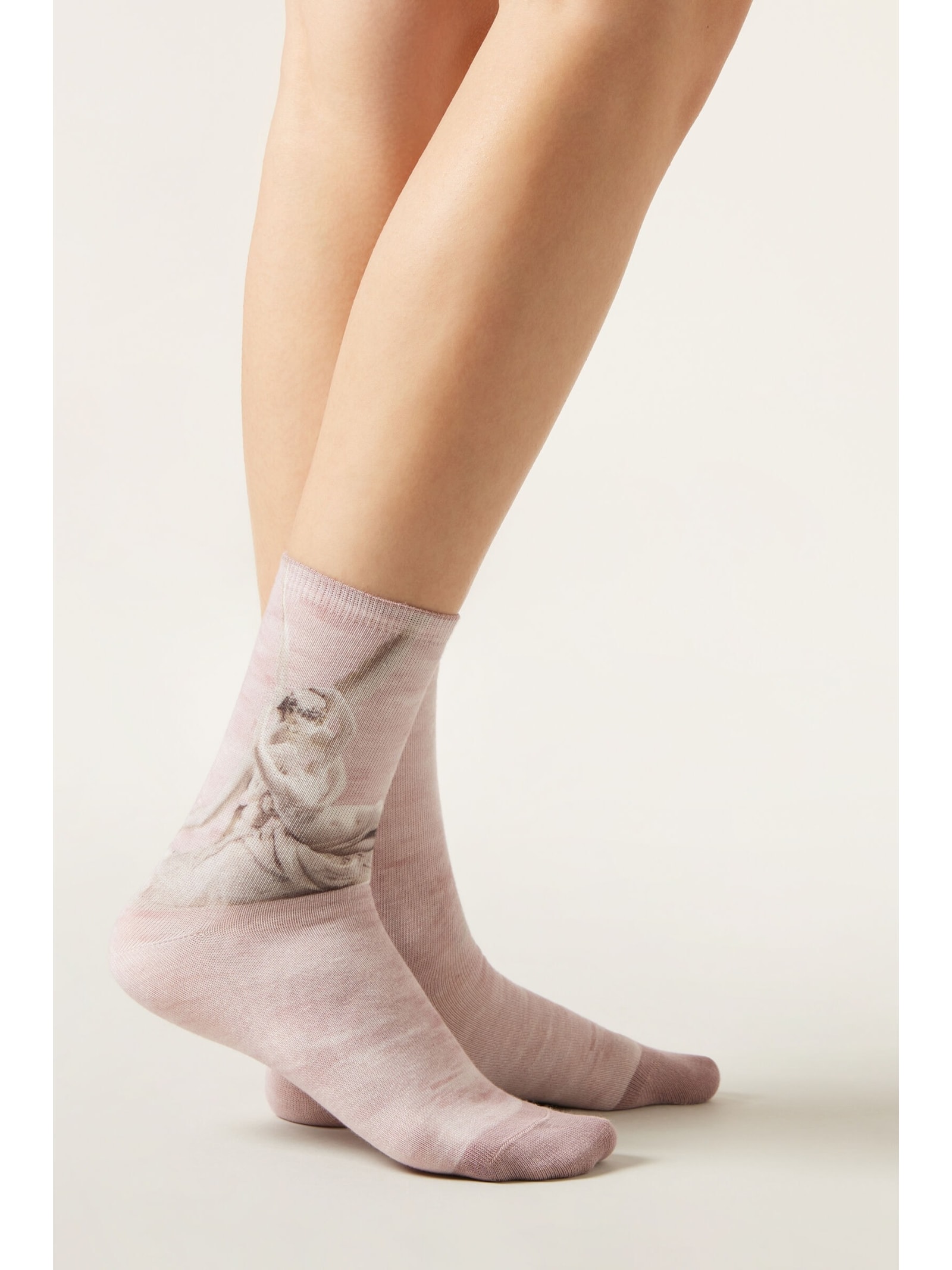 Meia Curta Com Estampa De Obras De Arte Rosa Calzedonia