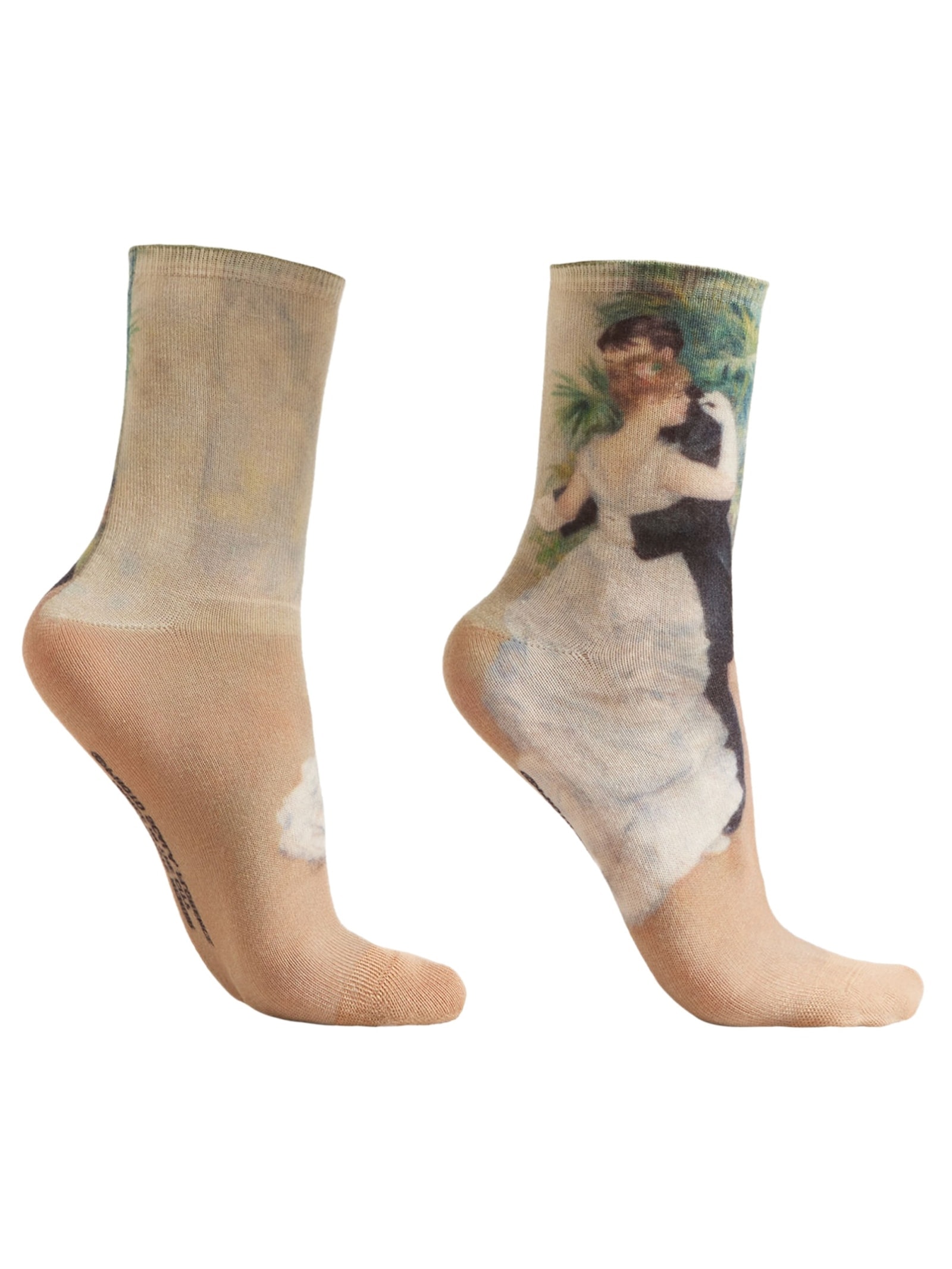 Meia Curta Com Estampa De Obras De Arte Verde Calzedonia