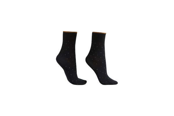 Meia Curta Com Estampa Em Algodão - Azul